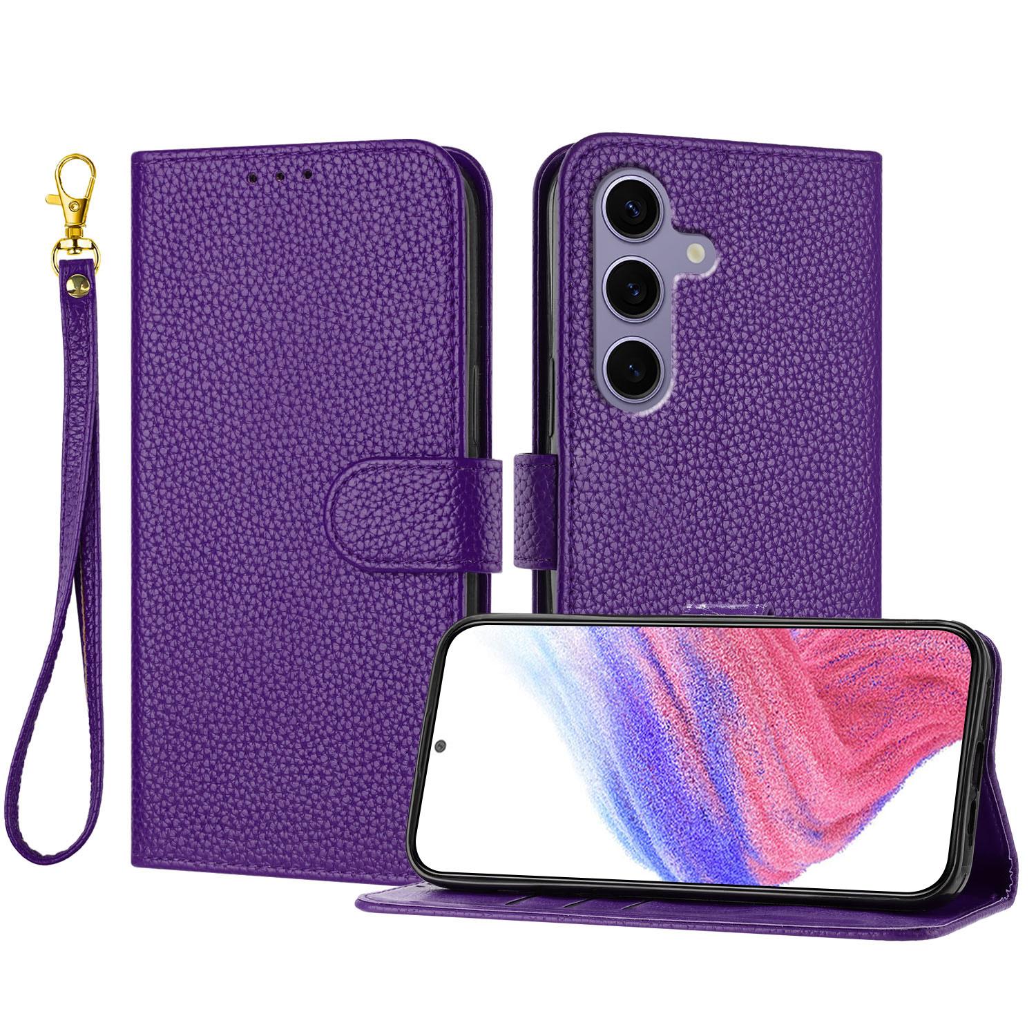 For Samsung Galaxy S25 Leather Case Litchi Texture Wallet Stand Anti Drop Phone Cover with Wrist Strap Purple
For Samsung Galaxy S25 Leather Case Litchi Texture Wallet Stand Anti Drop Phone Cover with Wrist Strap Purple