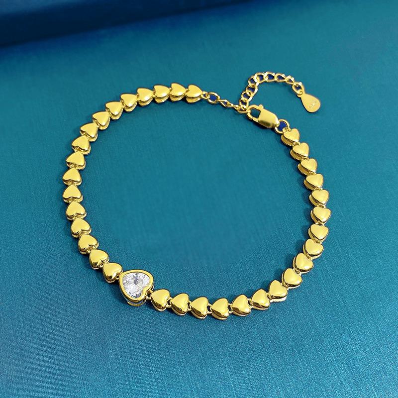 Zhuo Zhifan S925 Silver Heart-Shaped Bracelet with Gold Plating - Niche Fashion Design for Women S925 Silver
Zhuo Zhifan S925 Silver Heart-Shaped Bracelet with Gold Plating - Niche Fashion Design for Women S925 Silver