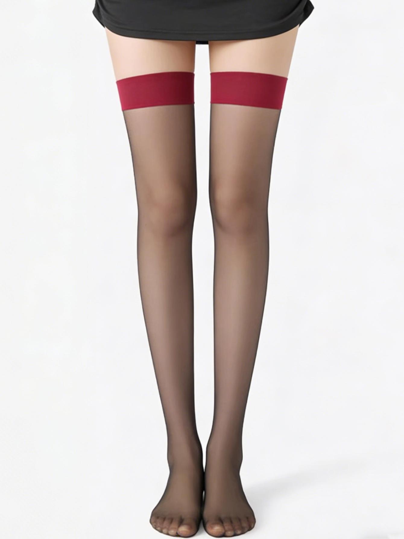 1Pcvalentine S Day Women S Pure Desire Style Over-The-Knee Socks Ins Popular Sexy Red Trim Color Block Black Silk Thin Stockings One Size
1Pcvalentine S Day Women S Pure Desire Style Over-The-Knee Socks Ins Popular Sexy Red Trim Color Block Black Silk Thin Stockings One Size