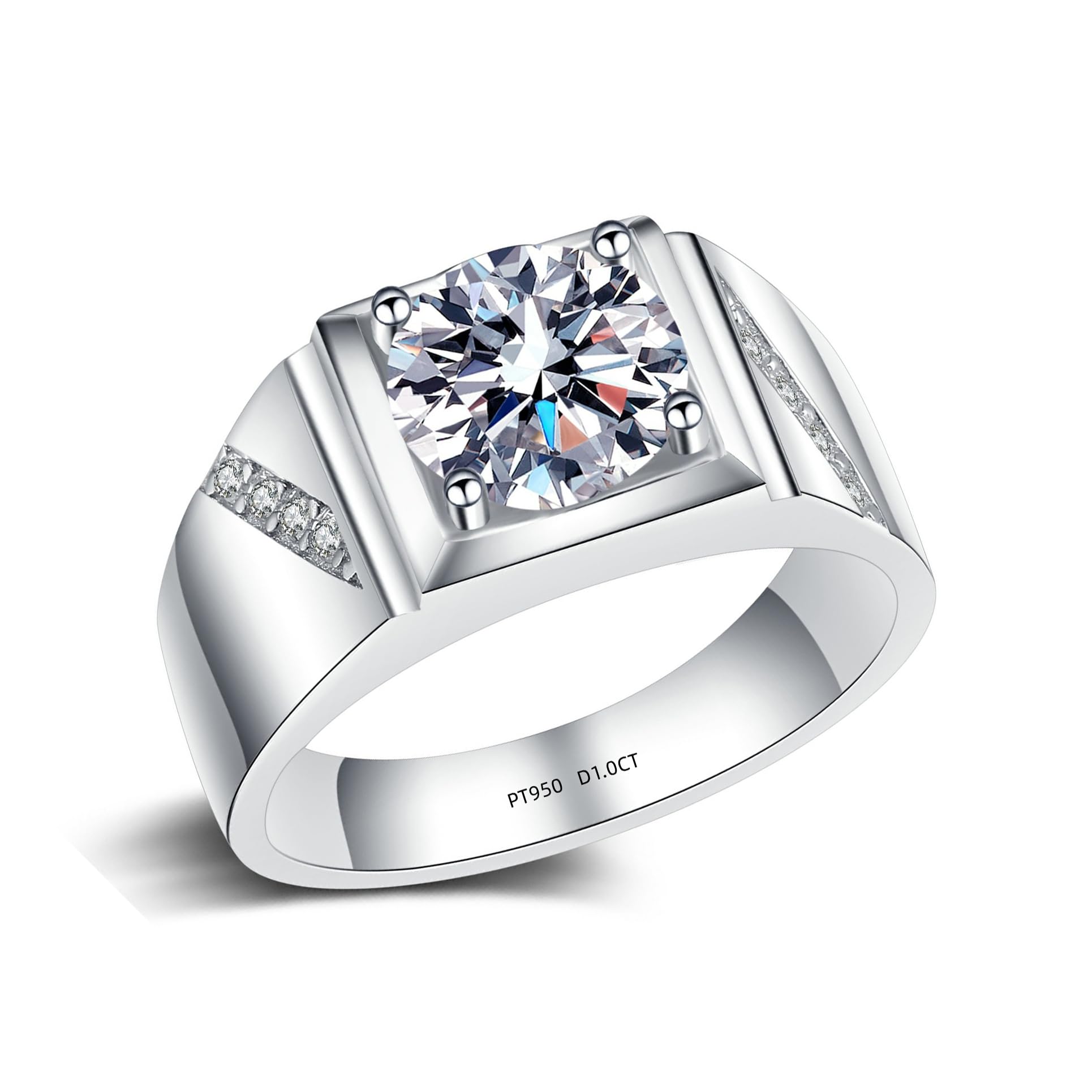 Кольцо из стерлингового серебра, 5-слойное платиновое помолвочное кольцо, популярное обручальное кольцо с круглым имитацией бриллианта 1 карат, ювелирное украшение на день рождения
