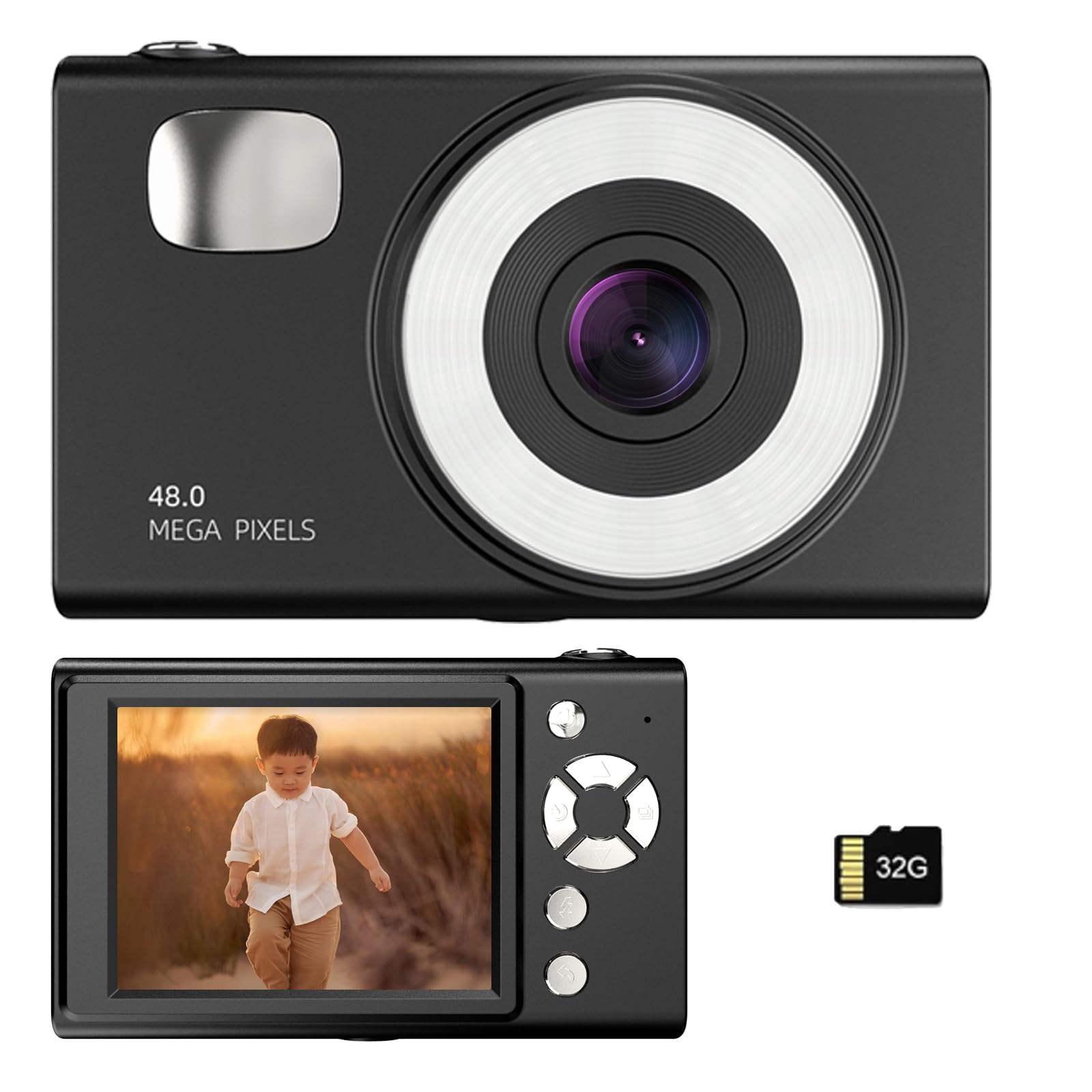 4K digital digital 4K video 68 million compact inch large 16x image continuous mini for school photography 32G card included camera, camera, чорний
4K digital digital 4K video 68 million compact inch large 16x image continuous mini for school photography 32G card included camera, camera, чорний