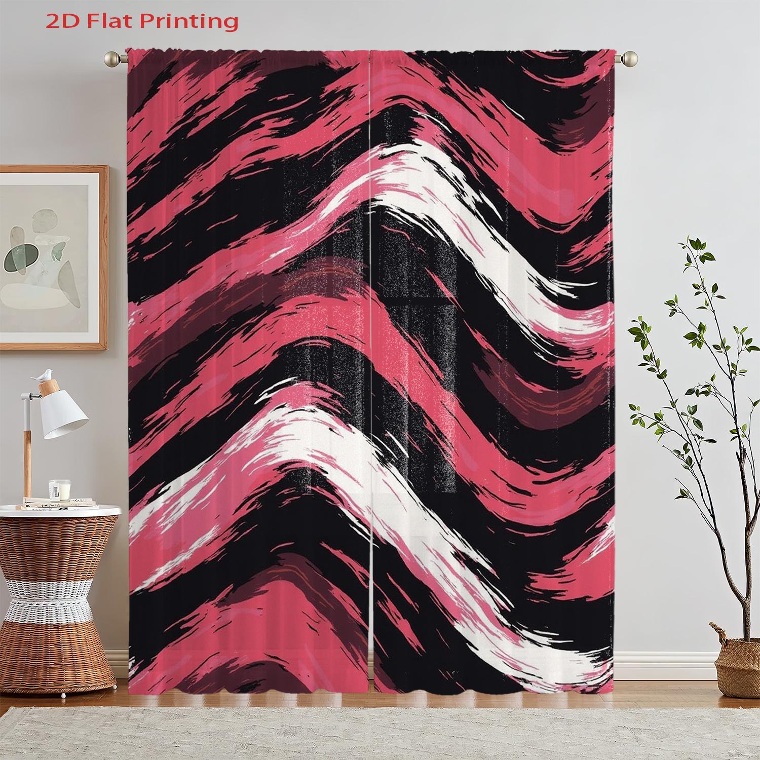 Set Of 2 Flat Printing Curtains Pink Black White Wavy Pattern Polyester Unlined Curtain Sheer Made With Rod Pocket Machine Washable W100*H70(CM)-Grommet top&1PCS
Set Of 2 Flat Printing Curtains Pink Black White Wavy Pattern Polyester Unlined Curtain Sheer Made With Rod Pocket Machine Washable W100*H70(CM)-Grommet top&1PCS