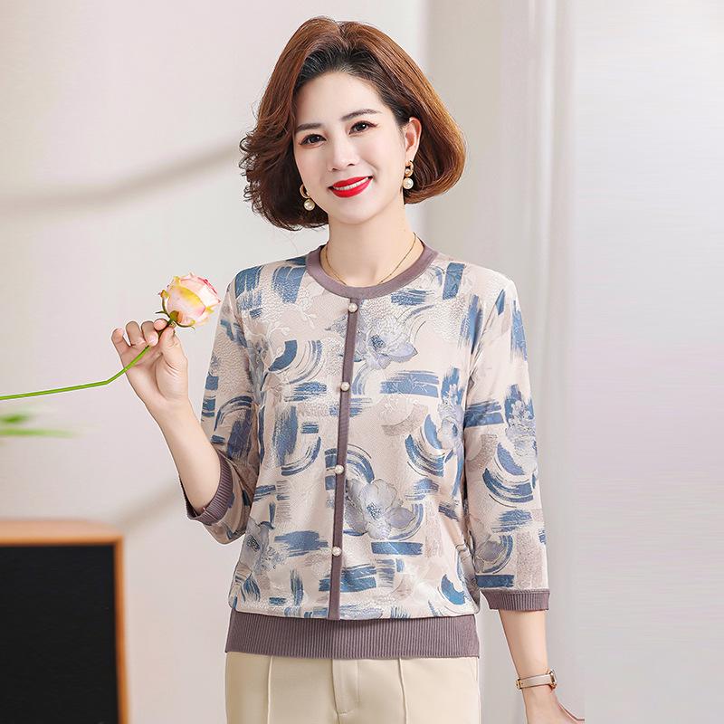 Petite Mom Summer-Autumn Knitwear: Middle-Aged Ice Silk Shirt, Short & Long Sleeve L (80-100 lbs) синий
Petite Mom Summer-Autumn Knitwear: Middle-Aged Ice Silk Shirt, Short & Long Sleeve L (80-100 lbs) синий