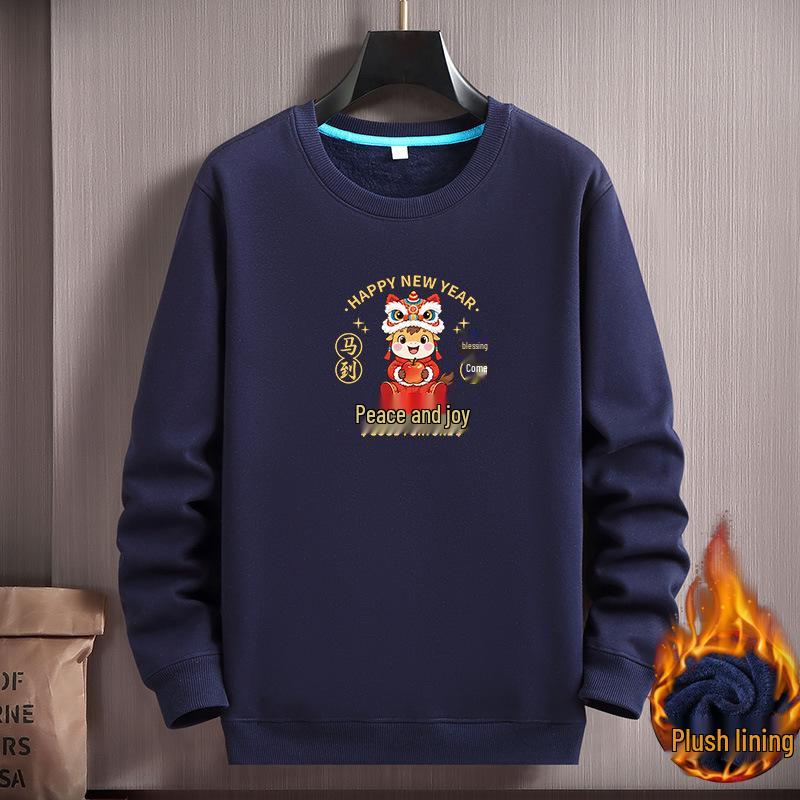 Plus Size Men s Red Year of the Horse Hoodie - Warm Velvet, Festive Round Neck 3XL темно-синього кольору
Plus Size Men s Red Year of the Horse Hoodie - Warm Velvet, Festive Round Neck 3XL темно-синього кольору