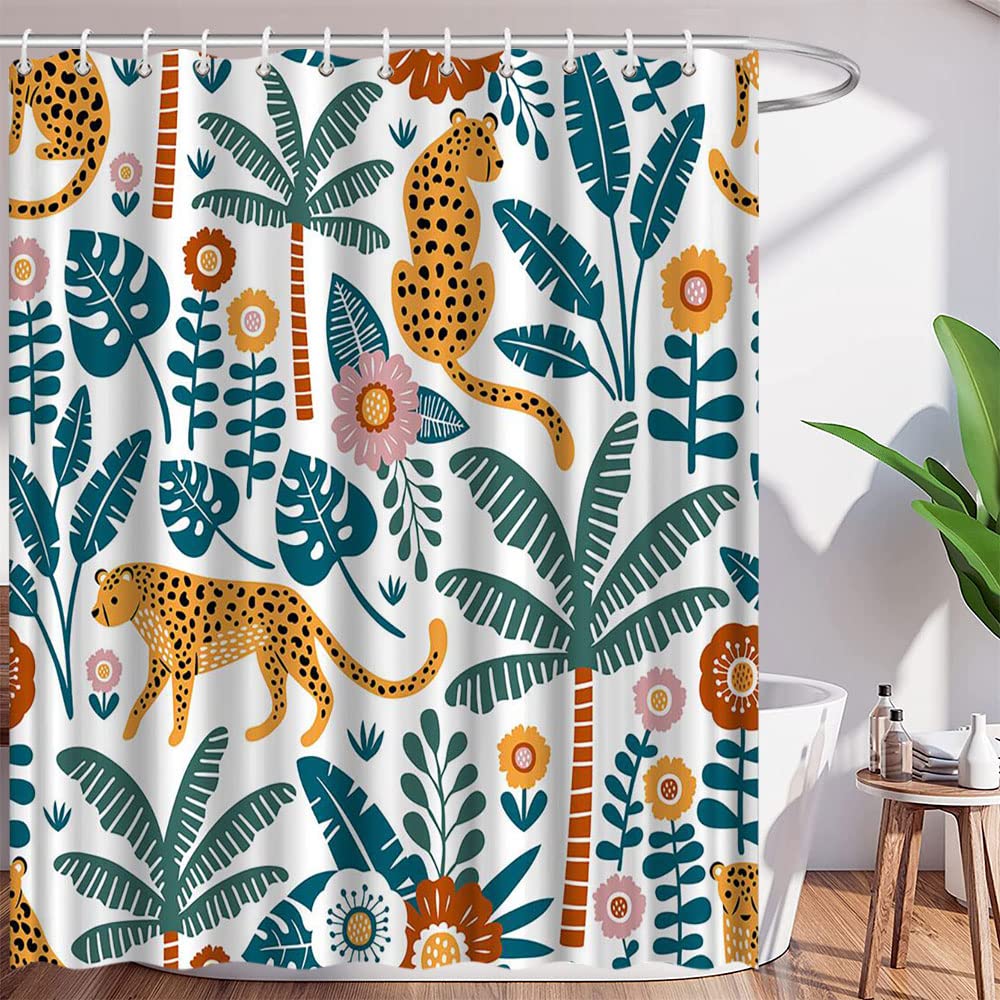 Boho Cheetah Shower Curtain,Tropical Leopard Wildlife Bath Curtain,Modern Pink Aesthetic Moon Phase Blue Floral Bathroom Curta 90x180cm
Boho Cheetah Shower Curtain,Tropical Leopard Wildlife Bath Curtain,Modern Pink Aesthetic Moon Phase Blue Floral Bathroom Curta 90x180cm