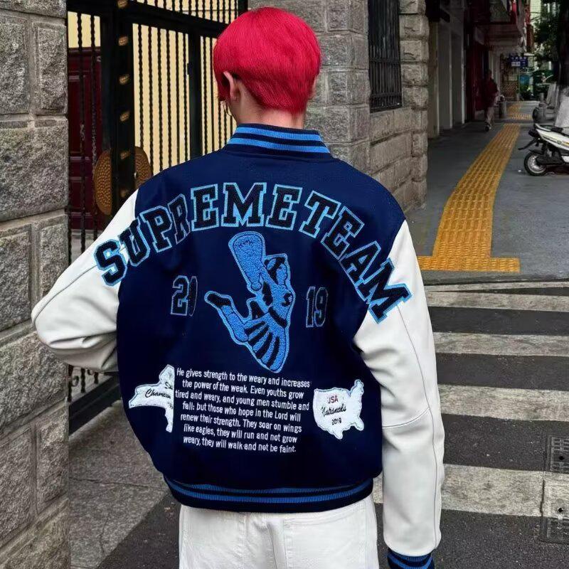 Men s Loose Fit Patchwork Leather Baseball Jacket - Heavy Industry Vibe, Casual Wool Workwear, Autumn Couples Edition. M синій
Men s Loose Fit Patchwork Leather Baseball Jacket - Heavy Industry Vibe, Casual Wool Workwear, Autumn Couples Edition. M синій