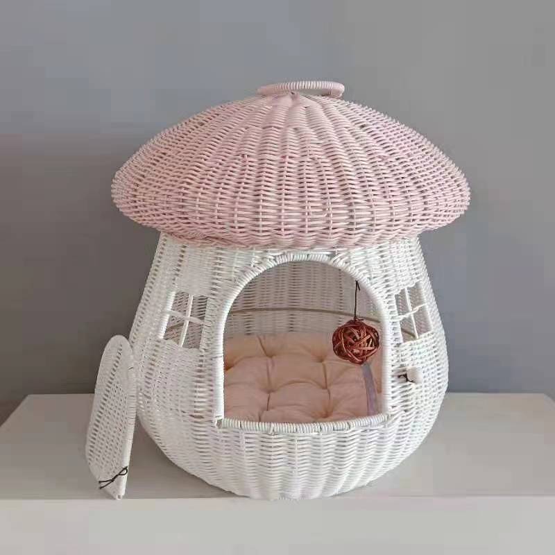 Enclosed Pet House Rattan Cat Bed Portable Indoor Outdoor Mushroom Style Cute Cat Dog Bed
Enclosed Pet House Rattan Cat Bed Portable Indoor Outdoor Mushroom Style Cute Cat Dog Bed