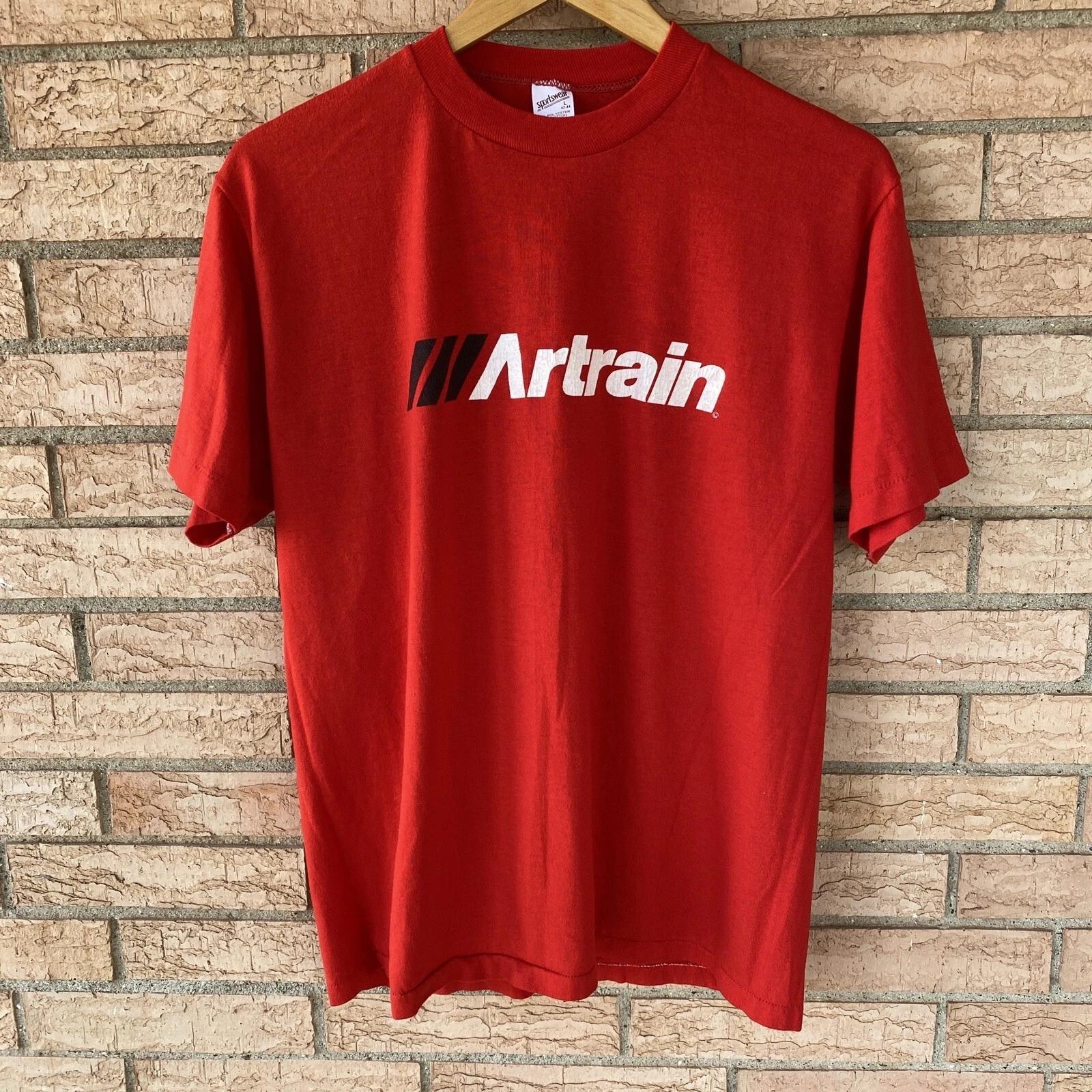 Artrain single stitch Sportswear brand t-shirt size Large red logo graphic VTG S
Artrain single stitch Sportswear brand t-shirt size Large red logo graphic VTG S