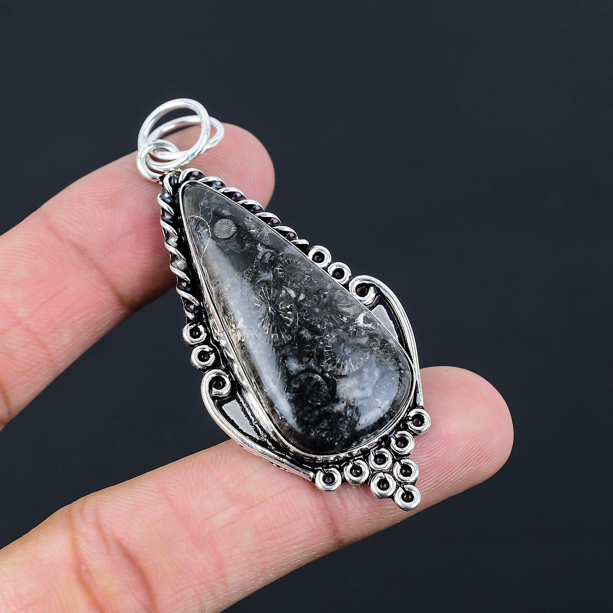 Natural Black Fossil Coral Gemstone Pendant 925 Sterling Silver For Women
Natural Black Fossil Coral Gemstone Pendant 925 Sterling Silver For Women