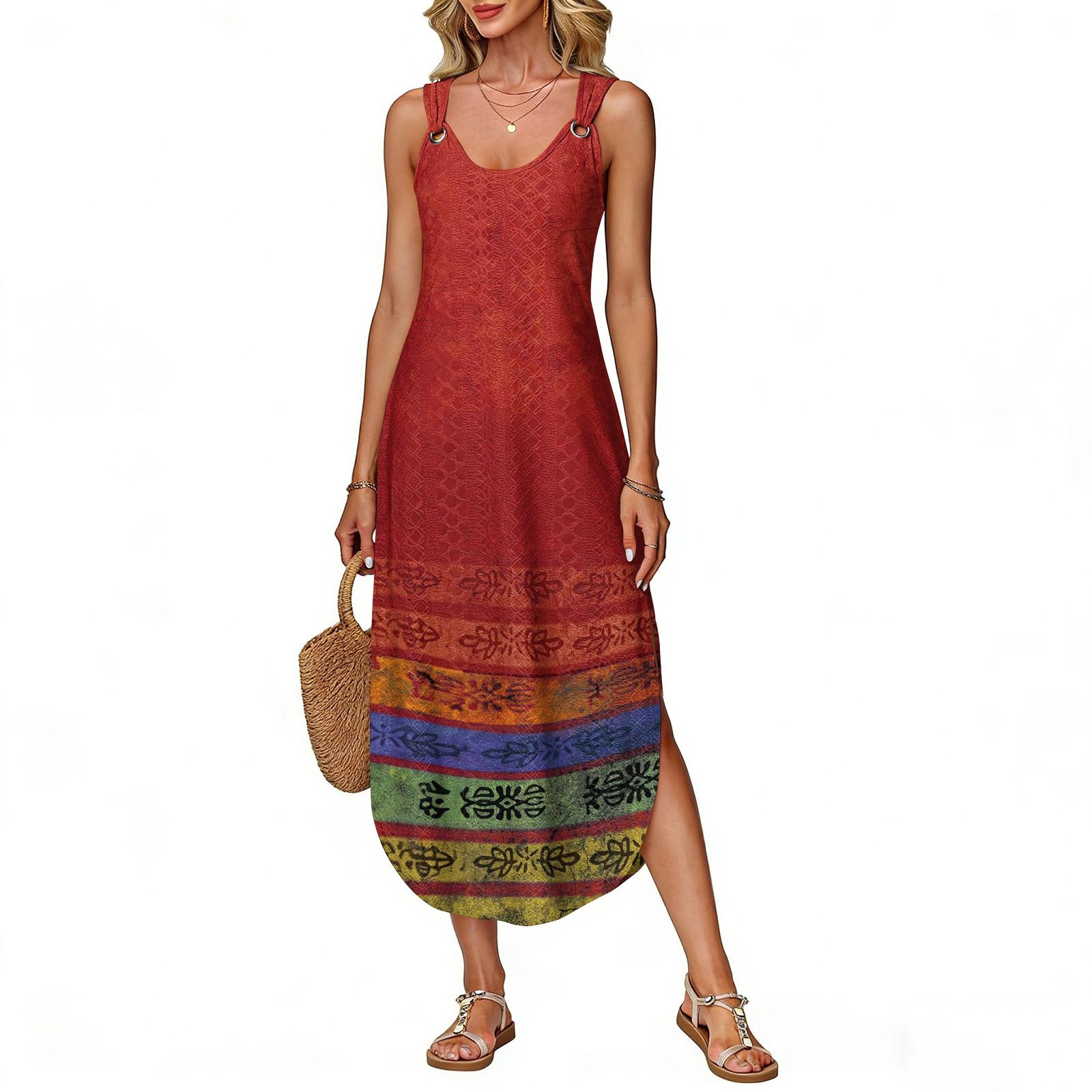 Women s summer long dress, sleeveless with side slits, long retro printed camisole dress XL
Women s summer long dress, sleeveless with side slits, long retro printed camisole dress XL