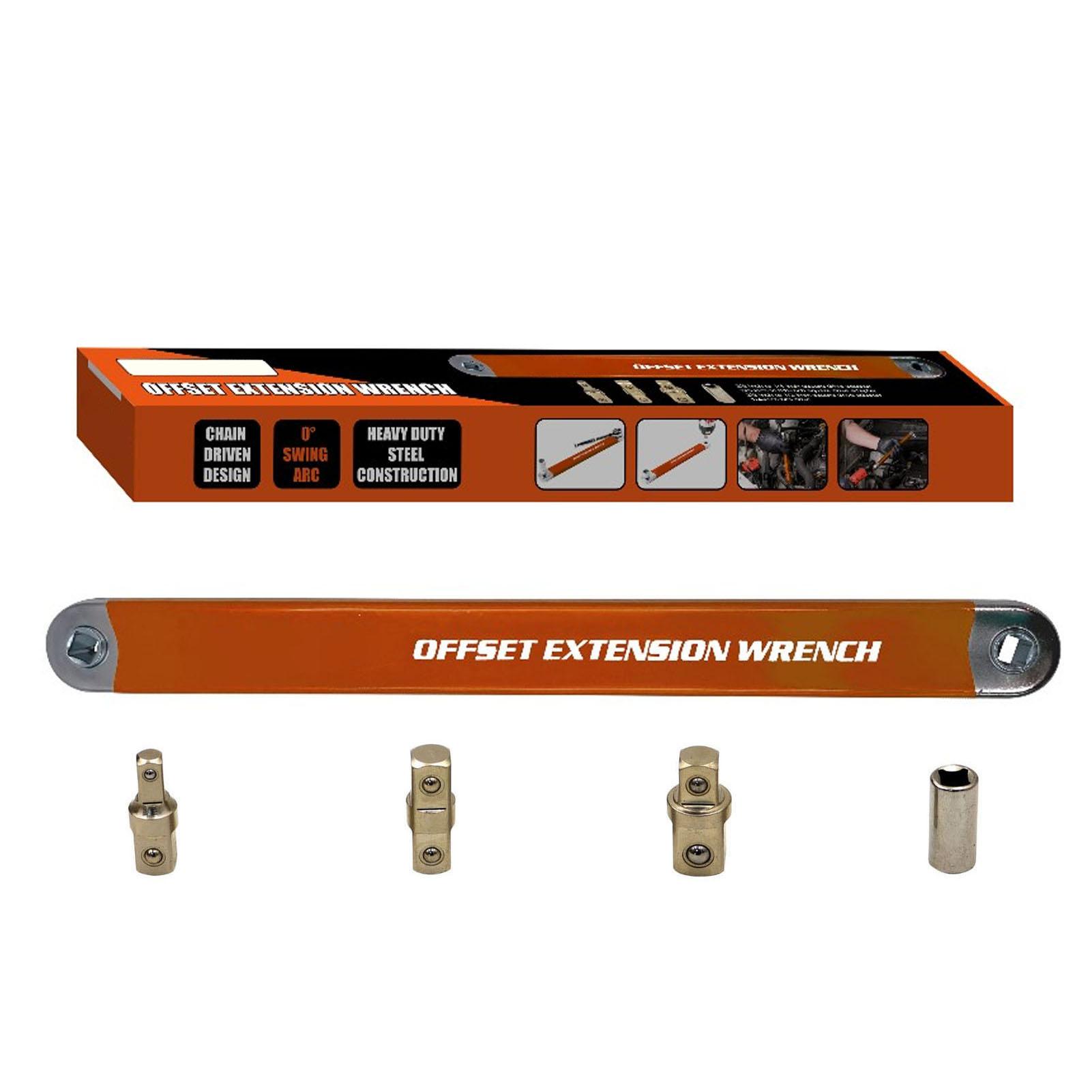 Offset Extension Wrench Multifunctional Ratchet Extension Wrench Set with 12in 14in 38in Adapter
Offset Extension Wrench Multifunctional Ratchet Extension Wrench Set with 12in 14in 38in Adapter