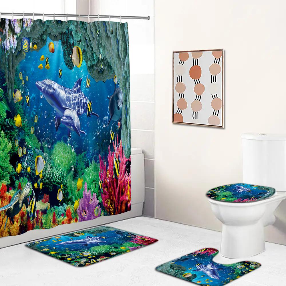 3D Ocean Design Whale Dolphin Waterproof Fabric Bathroom Curtain Shower Curtains Set Anti-Skid Rugs Toilet Lid Cover Bath Mat W60H190(CM)-1 Pcs
3D Ocean Design Whale Dolphin Waterproof Fabric Bathroom Curtain Shower Curtains Set Anti-Skid Rugs Toilet Lid Cover Bath Mat W60H190(CM)-1 Pcs