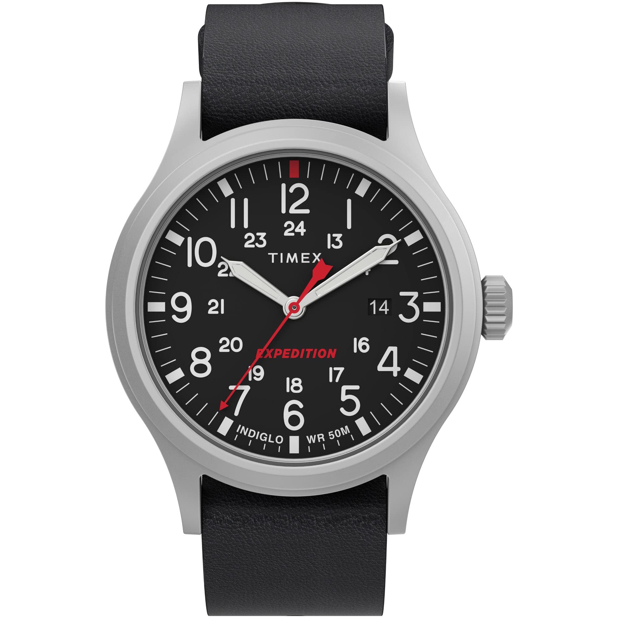 Timex 40mm Expedition Leather Strap Watch, Silver/Black/Black. , One Size, 40mm Expedition® Leather Strap Watch.
Timex 40mm Expedition Leather Strap Watch, Silver/Black/Black. , One Size, 40mm Expedition® Leather Strap Watch.