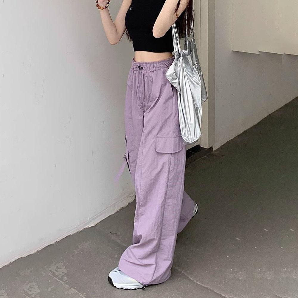 Summer Thin High Waist Drawstring Cuffed Quick Drying American Style Work Pants for Women Casual Wide Leg Sports Trousers S
Summer Thin High Waist Drawstring Cuffed Quick Drying American Style Work Pants for Women Casual Wide Leg Sports Trousers S