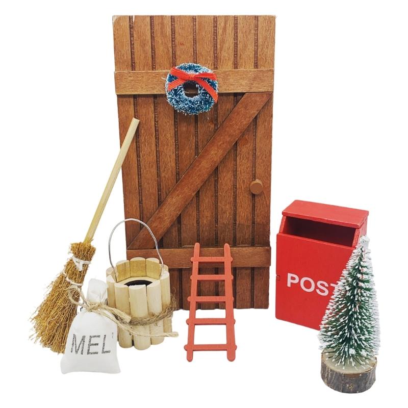 Wooden Doll House Holiday Decoration Set With Carved Door Pine Wreath Mailbox For Christmas Village Scene Setting 1
Wooden Doll House Holiday Decoration Set With Carved Door Pine Wreath Mailbox For Christmas Village Scene Setting 1