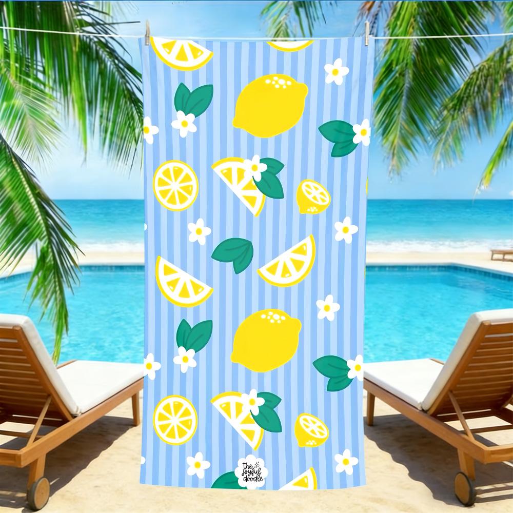 Fresh Lemon Blue Stripe Beach Towel – Oversized Quick Dry Sand Free with Floral & Citrus Print for Summer W40*H60(CM)
Fresh Lemon Blue Stripe Beach Towel – Oversized Quick Dry Sand Free with Floral & Citrus Print for Summer W40*H60(CM)
