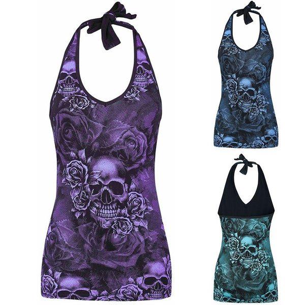 Женский жилет с принтом черепа без рукавов, красивая сексуальная майка в стиле панк
Женский жилет с принтом черепа без рукавов, красивая сексуальная майка в стиле панк