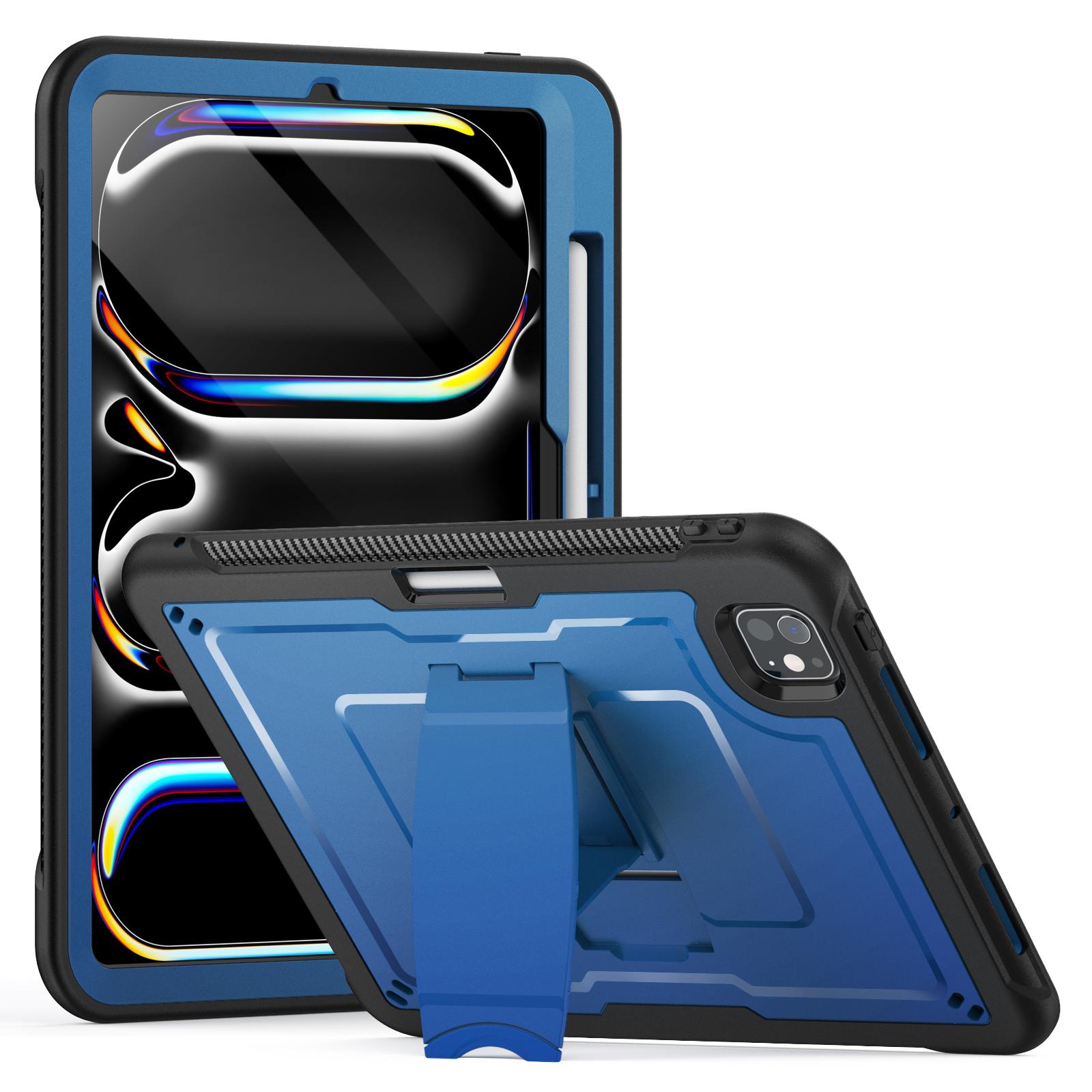 For iPad Pro 11 (2024) M4 A2836 Case Hidden Zinc Alloy Kickstand PC+TPE Tablet Cover with Shoulder Strap Navy Blue
For iPad Pro 11 (2024) M4 A2836 Case Hidden Zinc Alloy Kickstand PC+TPE Tablet Cover with Shoulder Strap Navy Blue
