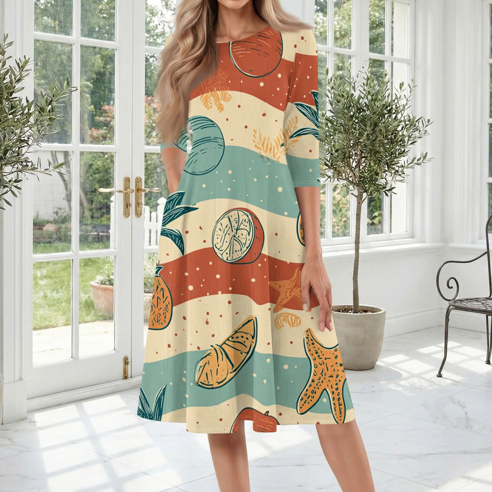 Women Casual Fashion Round Neck Mid Length Dress Hawaiian Print Three Quarter Sleeve Relaxed Fit Summer Dress XL білий
Women Casual Fashion Round Neck Mid Length Dress Hawaiian Print Three Quarter Sleeve Relaxed Fit Summer Dress XL білий