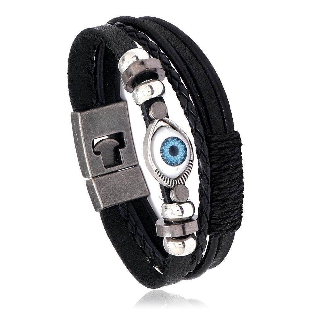 Retro Men Evil Eye Bracelet Wide Clasp Hand Woven Multi-layer Leather Bracelets Bangles Luxury Jewelry Gift
Retro Men Evil Eye Bracelet Wide Clasp Hand Woven Multi-layer Leather Bracelets Bangles Luxury Jewelry Gift