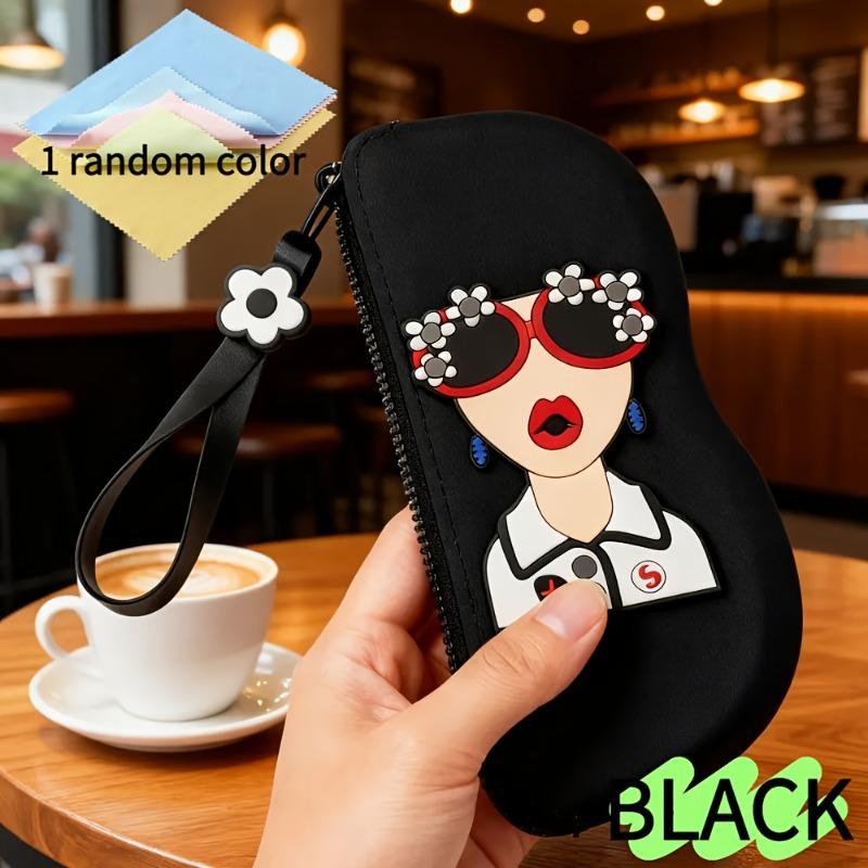1pc Trendy Cartoon Lady Case with Floral Charm,Cartoon Floral Glasses Case with Cloth,Black Neoprene Eyeglass Pouch,Cute Storage чёрный
1pc Trendy Cartoon Lady Case with Floral Charm,Cartoon Floral Glasses Case with Cloth,Black Neoprene Eyeglass Pouch,Cute Storage чёрный