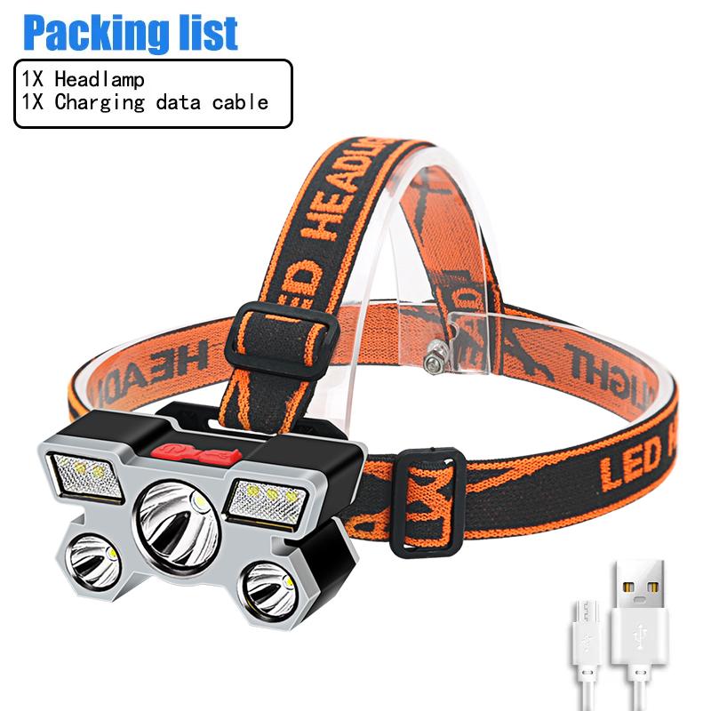 5 светодиодных фонарей с мощным светом, встроенный аккумулятор 18650, перезаряжаемый через USB, для кемпинга, рыбалки, приключений, налобный фонарь
5 светодиодных фонарей с мощным светом, встроенный аккумулятор 18650, перезаряжаемый через USB, для кемпинга, рыбалки, приключений, налобный фонарь