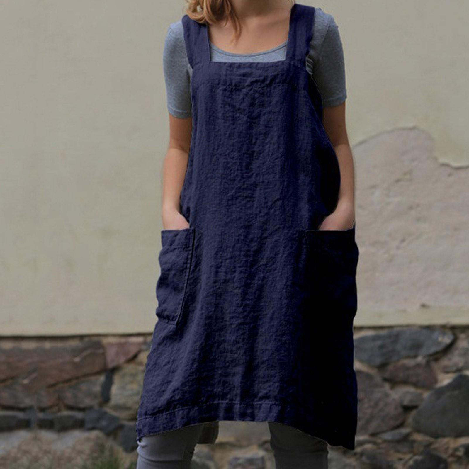 Льняной женский фартук с перекрестной спинкой и 2 карманами для выпечки, кулинарии и садоводства M тёмно-синий
Льняной женский фартук с перекрестной спинкой и 2 карманами для выпечки, кулинарии и садоводства M тёмно-синий