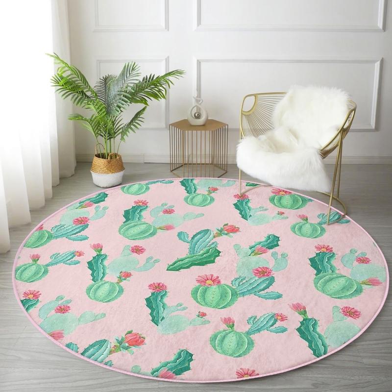 Digital Printed Modern Pink Kids and Teenage Room Round Carpet With Washable Non-Slip Base With Cactus Pattern On Colorful Floor
Digital Printed Modern Pink Kids and Teenage Room Round Carpet With Washable Non-Slip Base With Cactus Pattern On Colorful Floor