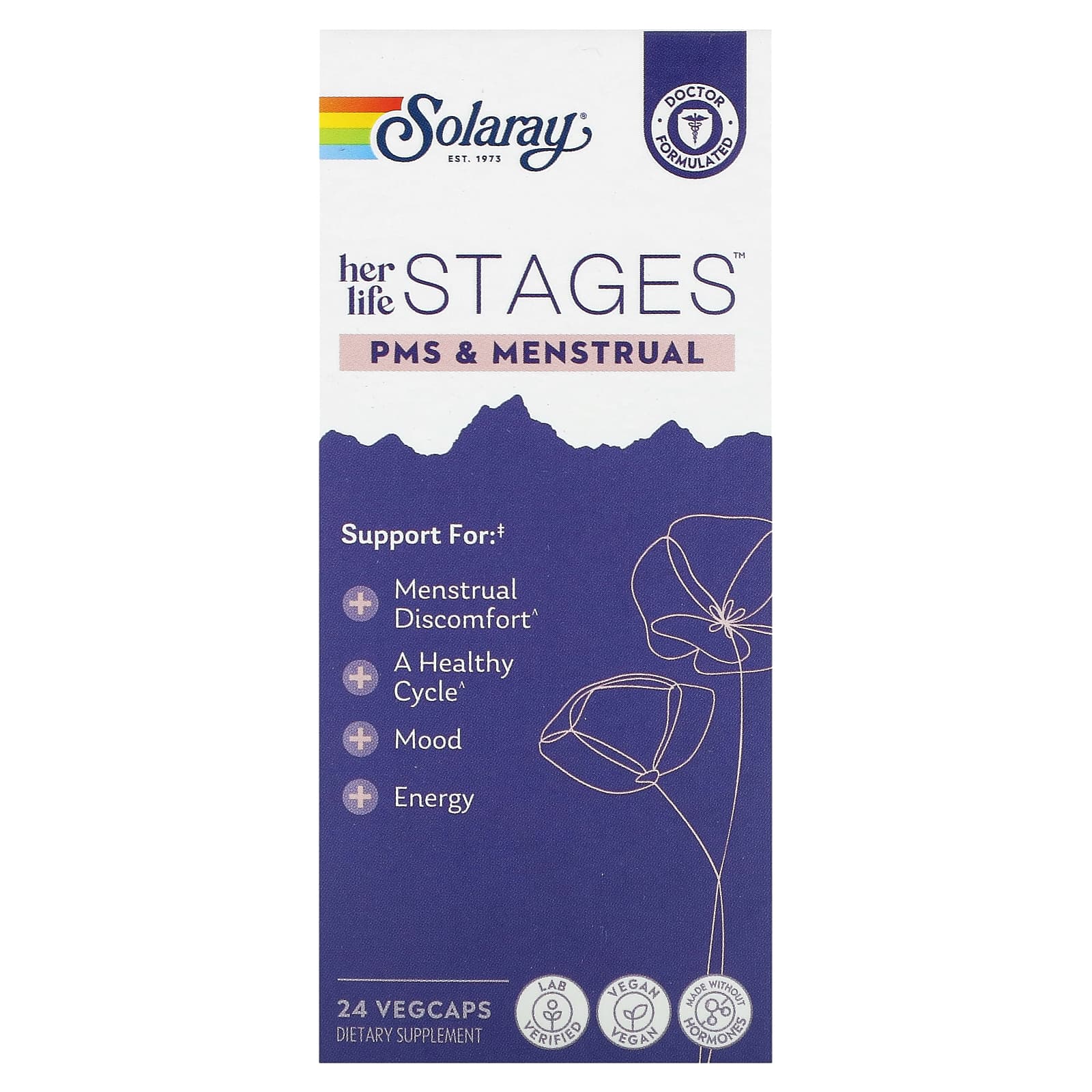 Solaray, Her Life Stages, Premenstrual Syndrome and Menstruation, 24 вегетаріанські капсули
Solaray, Her Life Stages, Premenstrual Syndrome and Menstruation, 24 вегетаріанські капсули
