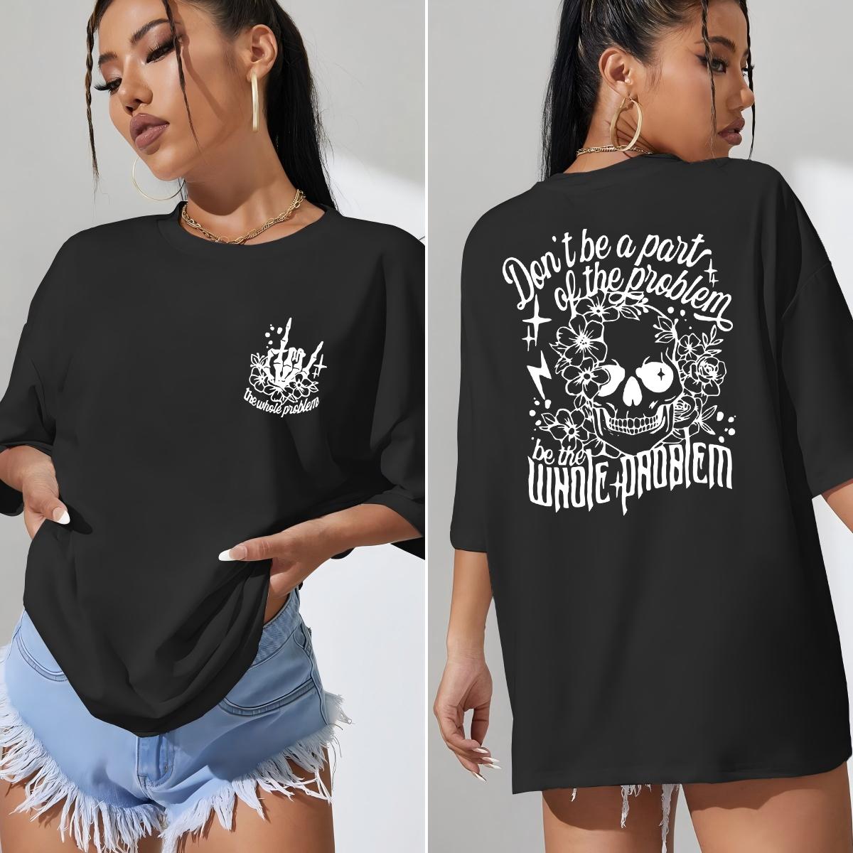 Personality Skull And Flower Print Short Sleeve Women Cotton Y2K Crewneck T-Shirt Soft Top Summer Oversized T Shirt S
Personality Skull And Flower Print Short Sleeve Women Cotton Y2K Crewneck T-Shirt Soft Top Summer Oversized T Shirt S