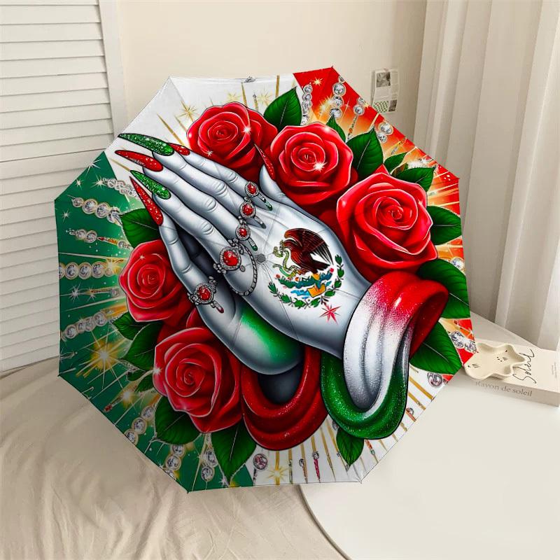 1PC Mexican Flag Roses Umbrella-8-Rib Reinforced, Automatic Open, Lightweight & Durable, Cute Fashion Accessory for Outdoor-T319
1PC Mexican Flag Roses Umbrella-8-Rib Reinforced, Automatic Open, Lightweight & Durable, Cute Fashion Accessory for Outdoor-T319
