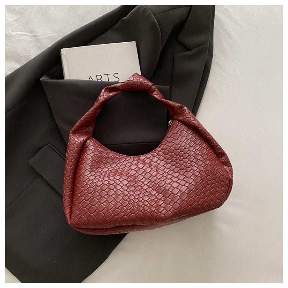 Red Pu Leather Handbag Pu Underarm Bag Simple Crescent Bag Girls чорний
Red Pu Leather Handbag Pu Underarm Bag Simple Crescent Bag Girls чорний