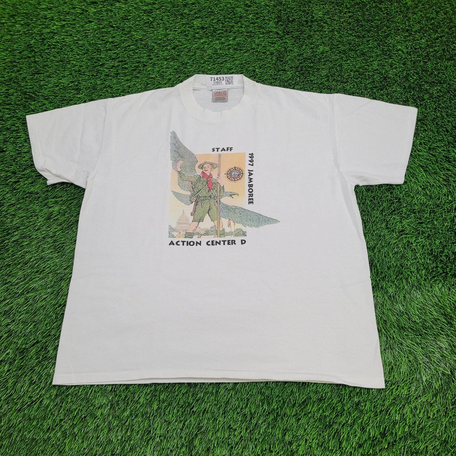 Vintage 1997 Jamboree Scout Shirt XL 23x26 Action-Center-D 3XL
Vintage 1997 Jamboree Scout Shirt XL 23x26 Action-Center-D 3XL