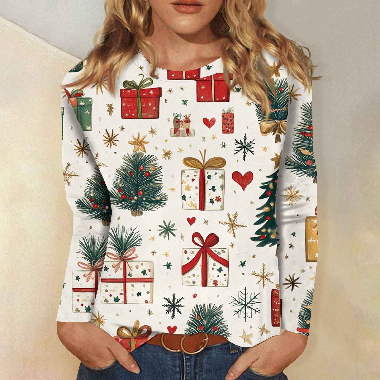 Женская мода повседневный топ с длинным рукавом с рождественским принтом и круглым вырезом XXL белый
Женская мода повседневный топ с длинным рукавом с рождественским принтом и круглым вырезом XXL белый