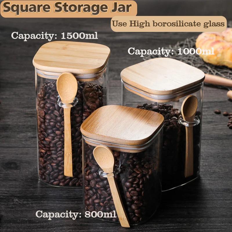 800/1000/1200ML Large Capacity Square Sealed Glass Jar with Spoon Seasoning Coffee Bean Storage Jar Home Sealed Storage tanks
800/1000/1200ML Large Capacity Square Sealed Glass Jar with Spoon Seasoning Coffee Bean Storage Jar Home Sealed Storage tanks