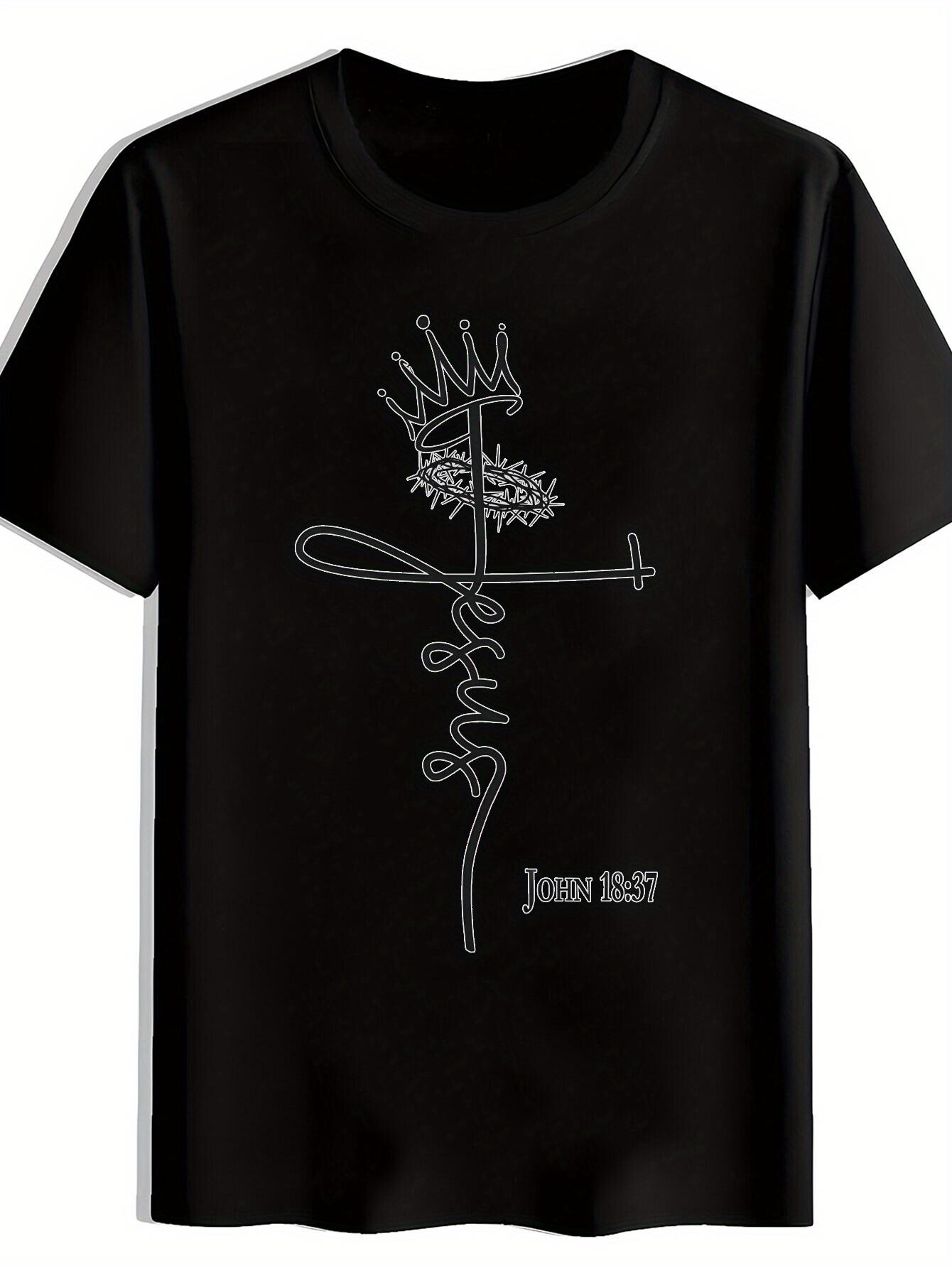 Christian T-shirt - Black with Crown of Thorns & Cross Graphic - Lightweight Polyester Crew Neck Tee - Religious Apparel for Church L
Christian T-shirt - Black with Crown of Thorns & Cross Graphic - Lightweight Polyester Crew Neck Tee - Religious Apparel for Church L