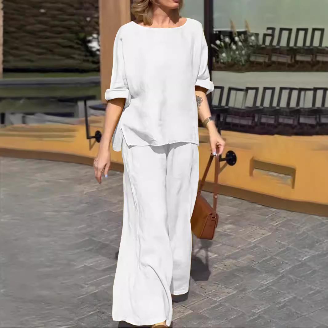 2025 Women s Cotton-Linen Solid Color Casual Suit: Summer Loose Trousers Two-Piece M синій
2025 Women s Cotton-Linen Solid Color Casual Suit: Summer Loose Trousers Two-Piece M синій