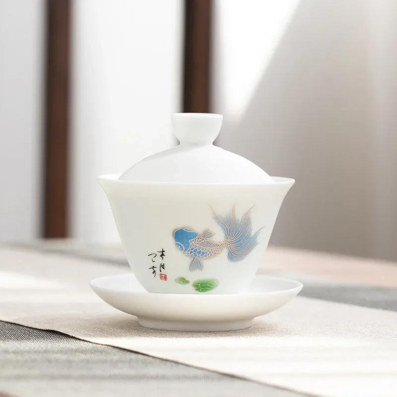 Cover Bowl Tea Cup Home New Style Ceramic Whiteware Large Cover Bowl Tea Bowl Sheep Fat Jade Single Kung Fu Tea Set Gaiwan
Cover Bowl Tea Cup Home New Style Ceramic Whiteware Large Cover Bowl Tea Bowl Sheep Fat Jade Single Kung Fu Tea Set Gaiwan