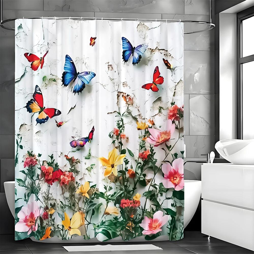 Spring Butterfly Flower Shower Curtain, Bathroom Decorative Shower Curtain, Waterproof Shower Curtain With Hooks W60H190(CM)-1 Pcs
Spring Butterfly Flower Shower Curtain, Bathroom Decorative Shower Curtain, Waterproof Shower Curtain With Hooks W60H190(CM)-1 Pcs