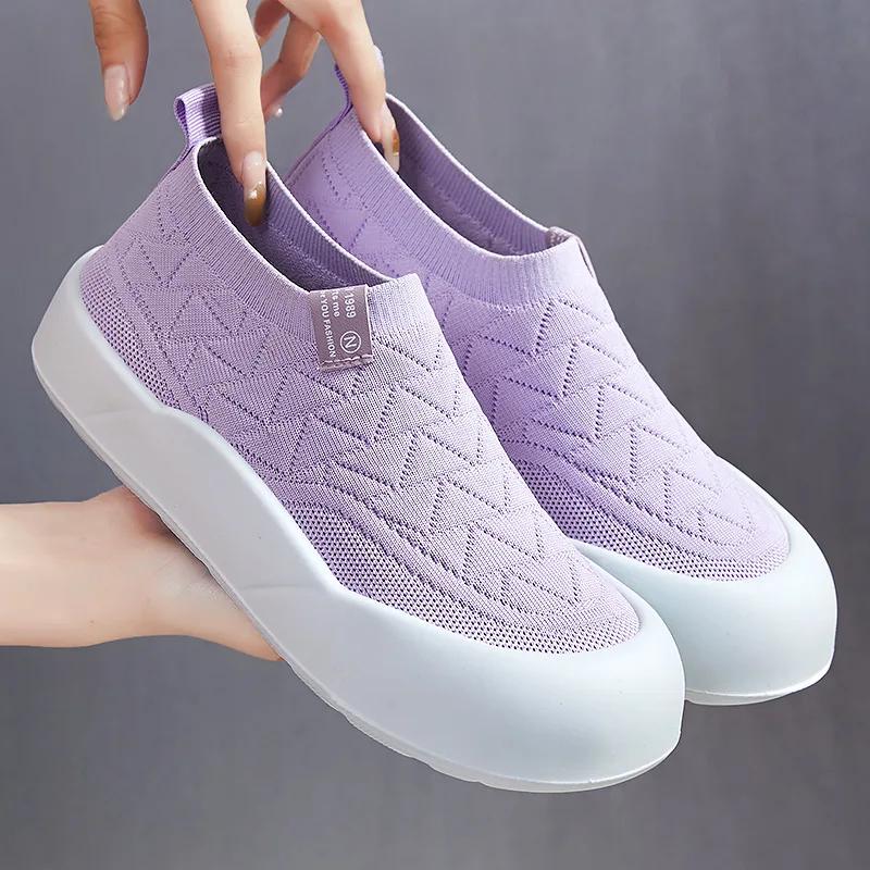 Модная женская комфортная обувь для мамы, мягкая подошва из полиуретана, дышащая, легкая, повседневная обувь для ходьбы, толстая амортизация, нескользящая, модная 36