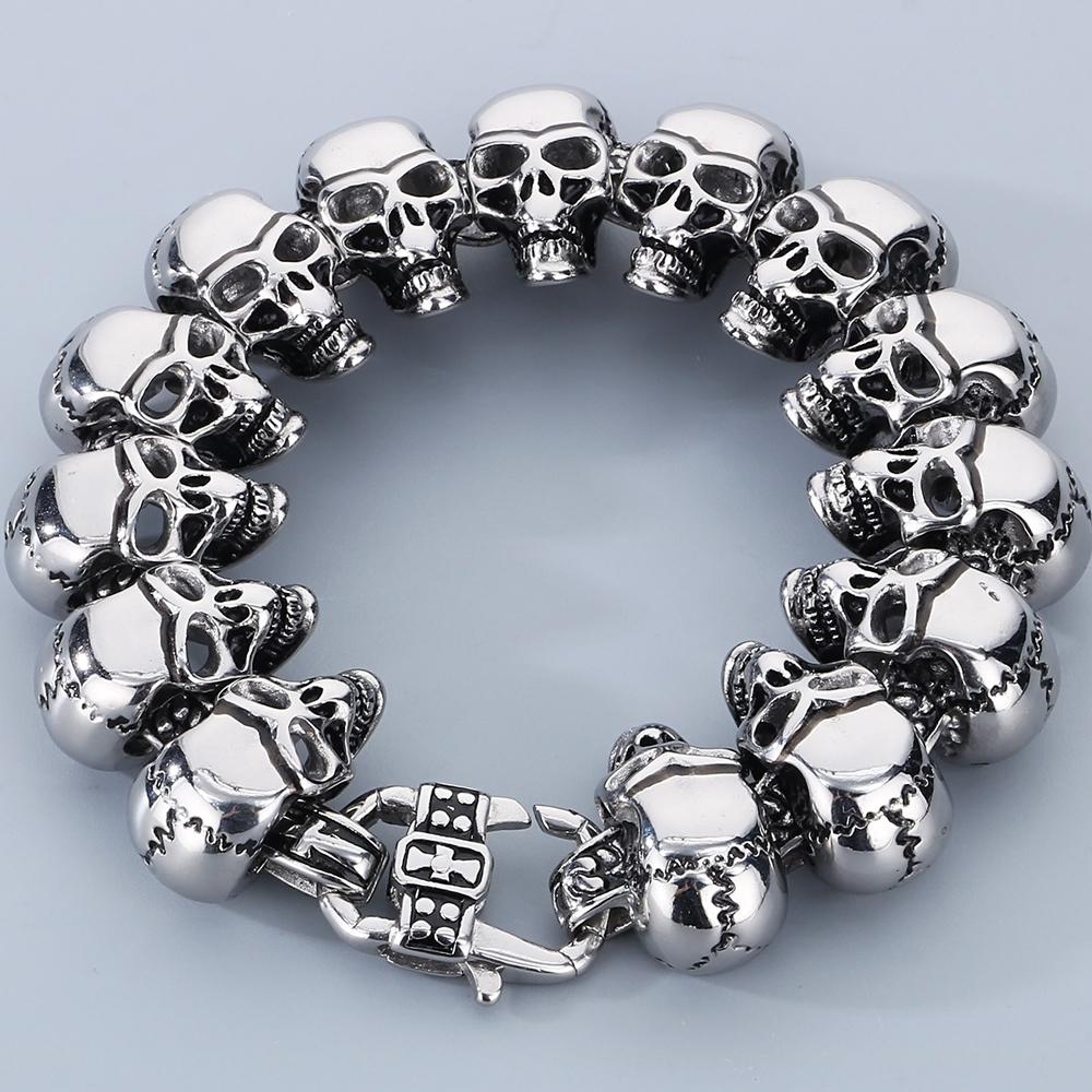 Крутой браслет «Мертвая голова» для мужчин, винтажный черный, цвет старого серебра, сплошной, из нержавеющей стали, мужские браслеты, цепочка с черепом, ювелирные изделия для мужчин 20.5CM
Крутой браслет «Мертвая голова» для мужчин, винтажный черный, цвет старого серебра, сплошной, из нержавеющей стали, мужские браслеты, цепочка с черепом, ювелирные изделия для мужчин 20.5CM