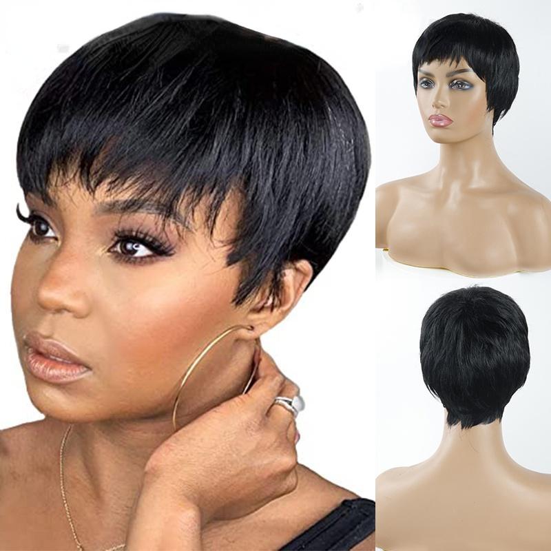 Fashion Short Hairstyles Black Synthetic Wigs for Women
Fashion Short Hairstyles Black Synthetic Wigs for Women
