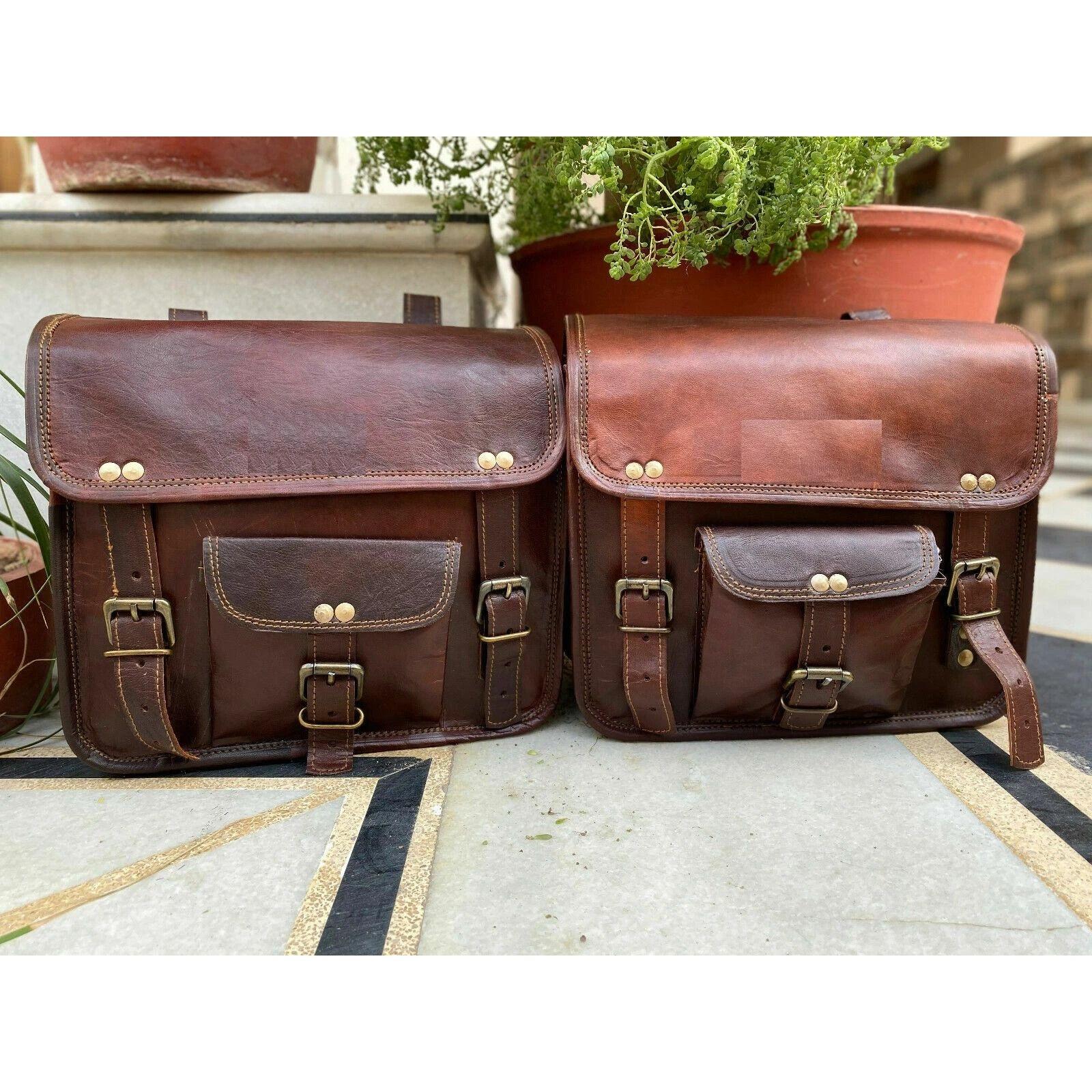 Leather Motorcycle Saddle Bags 2 Leather Side Pouch 2 Panniers Full Grain Waxed 11 x 9 x 5 in
Leather Motorcycle Saddle Bags 2 Leather Side Pouch 2 Panniers Full Grain Waxed 11 x 9 x 5 in