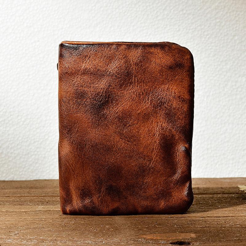 Handcrafted Aged Pleated Vegetable-tanned Top Layer Cowhide Wallet Men, Retro Multi-slot Zipper Soft Leather Wallet
Handcrafted Aged Pleated Vegetable-tanned Top Layer Cowhide Wallet Men, Retro Multi-slot Zipper Soft Leather Wallet