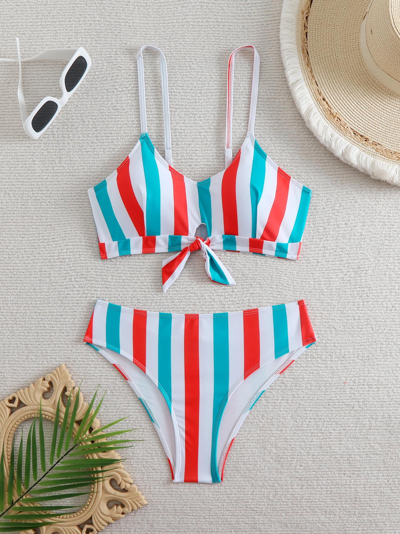 European and American swimsuit, sexy striped high-waisted bow bikini split swimsuit for women XL озеро синього кольору
European and American swimsuit, sexy striped high-waisted bow bikini split swimsuit for women XL озеро синього кольору