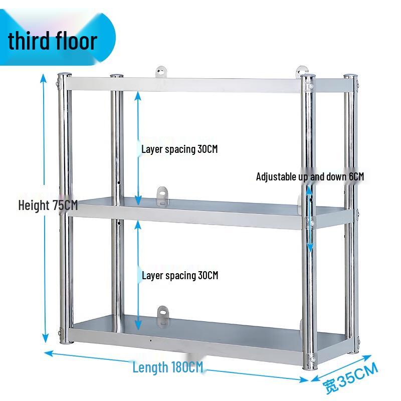 Lantu 3-Tier Stainless Steel Wall Mounted Kitchen Shelf
Lantu 3-Tier Stainless Steel Wall Mounted Kitchen Shelf