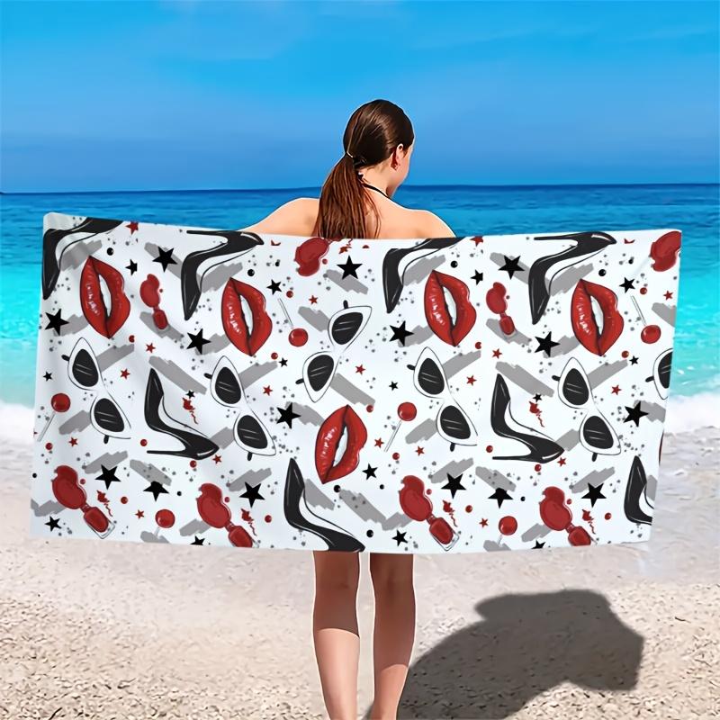 Red lip high heels and sunglasses polyester microfiber beach towel is highly absorbent, suitable for swimming and beach outings W30*H60(CM)
Red lip high heels and sunglasses polyester microfiber beach towel is highly absorbent, suitable for swimming and beach outings W30*H60(CM)