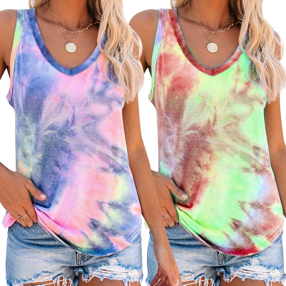 Tie Dye женские майки с V-образным вырезом жилет женская летняя повседневная футболка без рукавов M разноцветный
Tie Dye женские майки с V-образным вырезом жилет женская летняя повседневная футболка без рукавов M разноцветный
