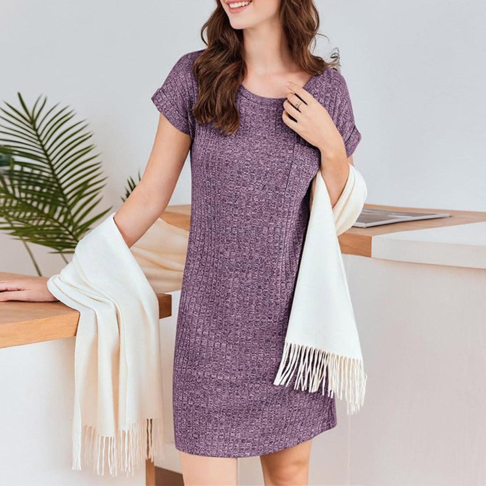 Women s Casual Ribbed Knitted Pajamas Short Sleeve Casual Round Neck Dress L фіолетовий
Women s Casual Ribbed Knitted Pajamas Short Sleeve Casual Round Neck Dress L фіолетовий