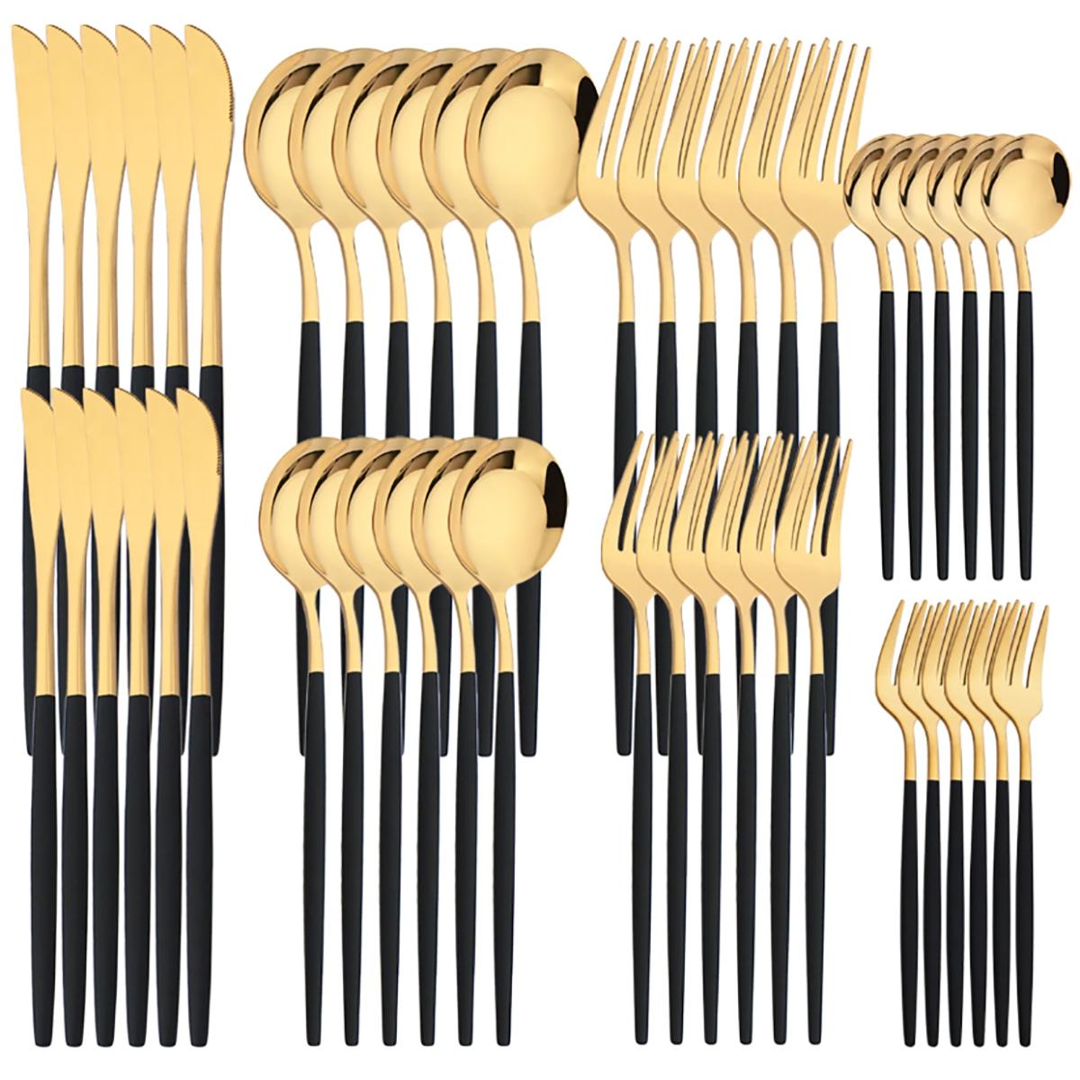 48pcs Black Gold Cutlery Set Knife Fork Coffee Spoon Dinnerware Stainless Steel Tableware Flatware Western Kitchen Silverware срібний
48pcs Black Gold Cutlery Set Knife Fork Coffee Spoon Dinnerware Stainless Steel Tableware Flatware Western Kitchen Silverware срібний